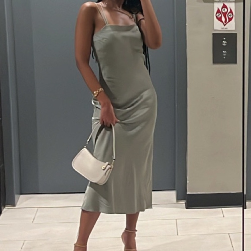 Abercrombie & Fitch Satin Slip Dress in Light Green